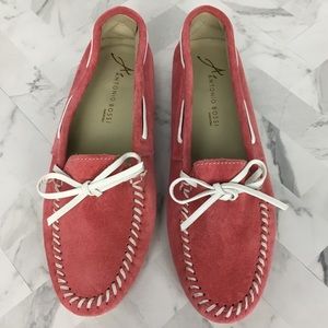🛍 Antonio Bossi Suede Berry Pink Loafers Size 5.5